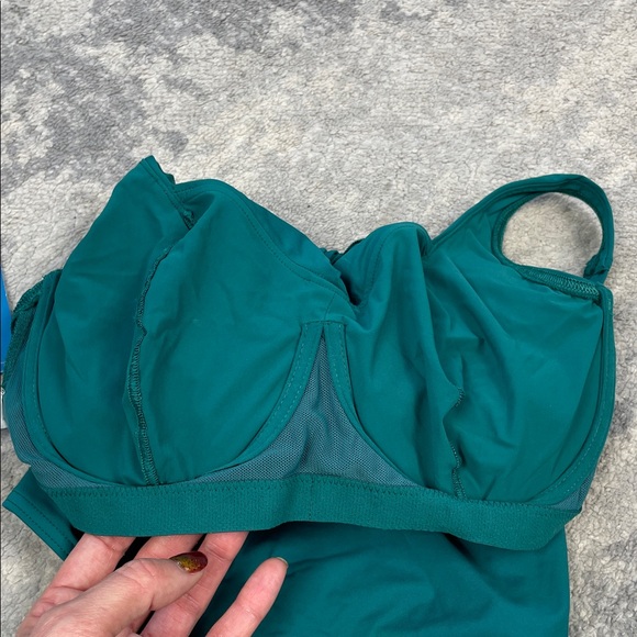 NWT Maison Lejaby Norma Jeane Ballerina Swimsuit One Piece Underwire Teal Sz 32F - Picture 9 of 12